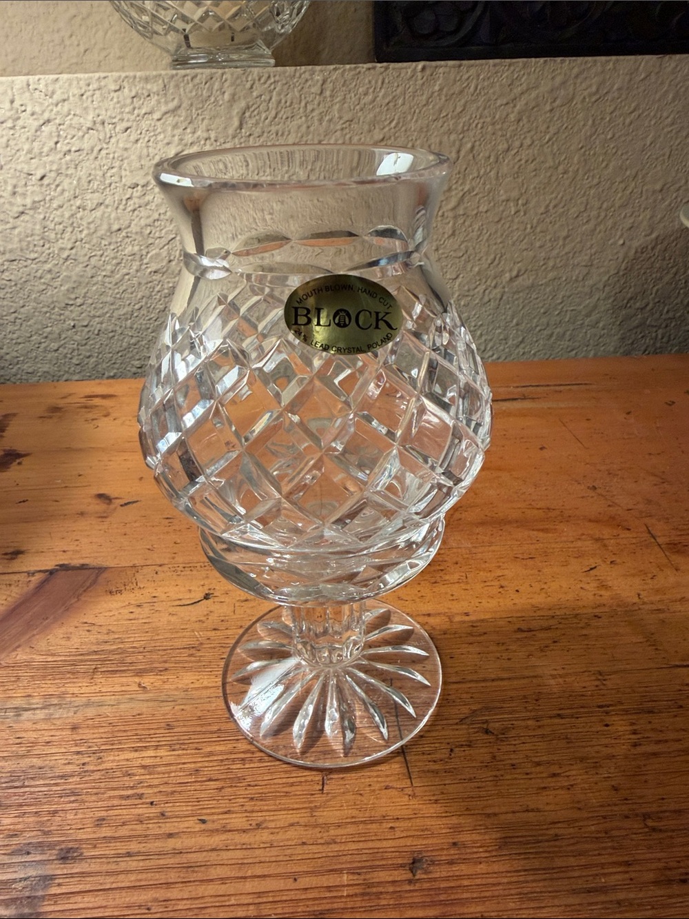 Crystal Cut-Glass Pedestal Vase - Clear